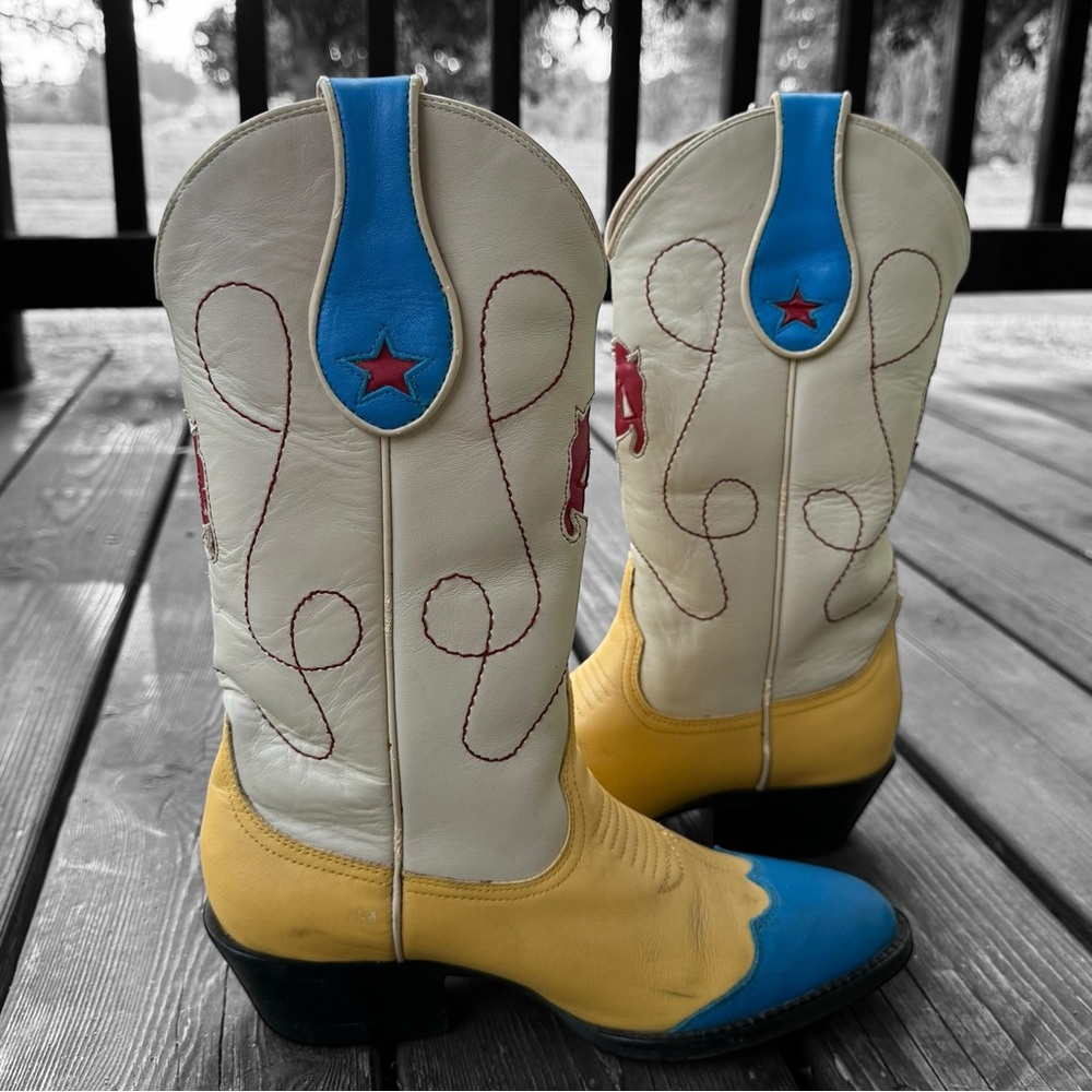 Rare Vintage Bucking Horse Inlay Western Style Women’s Cowboy Boots - Picture 7 of 10